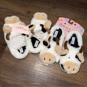 NWT 2 Pair! Olivia & Kate Super Cute Cow Slippers